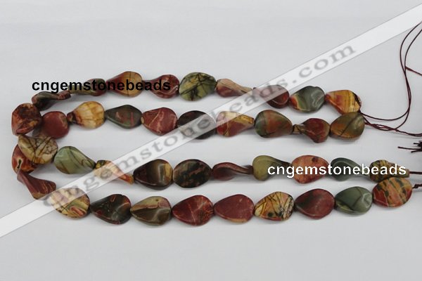 CTW71 15.5 inches 15*20mm twisted oval picasso jasper beads