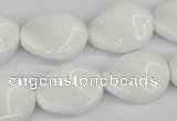 CTW76 15.5 inches 15*20mm twisted oval white agate gemstone beads