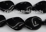 CTW77 15.5 inches 15*20mm twisted oval black agate gemstone beads