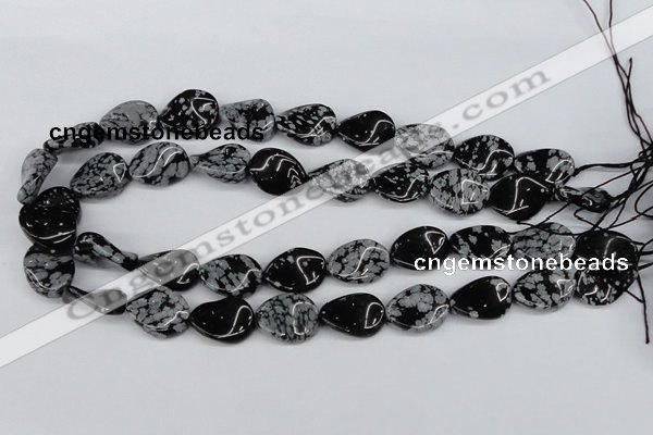 CTW78 15.5 inches 15*20mm twisted oval snowflake obsidian beads