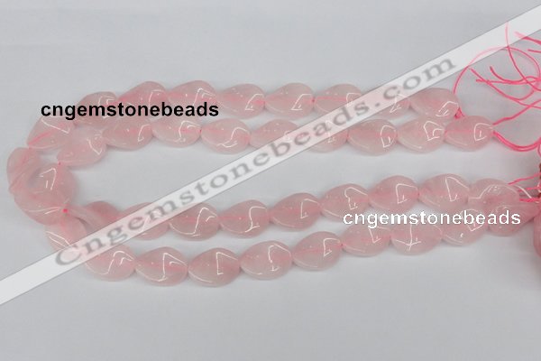 CTW80 15.5 inches 15*20mm twisted oval rose quartz beads