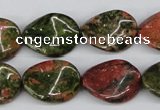 CTW81 15.5 inches 15*20mm twisted oval unakite gemstone beads