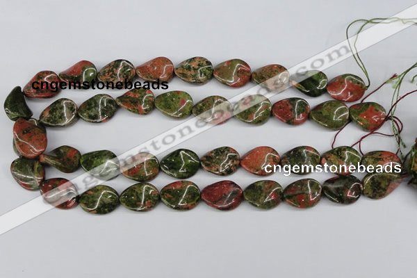 CTW81 15.5 inches 15*20mm twisted oval unakite gemstone beads