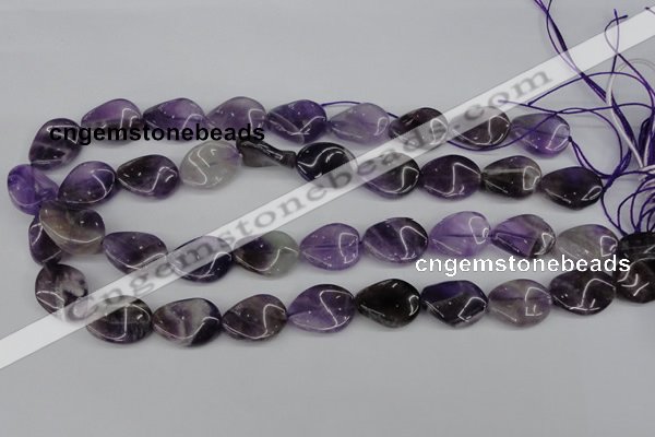 CTW83 15.5 inches 15*20mm twisted oval amethyst gemstone beads