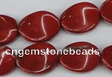 CTW85 15.5 inches 15*20mm twisted oval red jasper gemstone beads