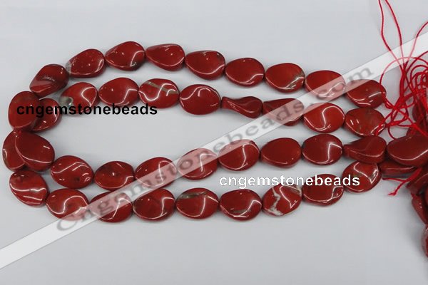 CTW85 15.5 inches 15*20mm twisted oval red jasper gemstone beads