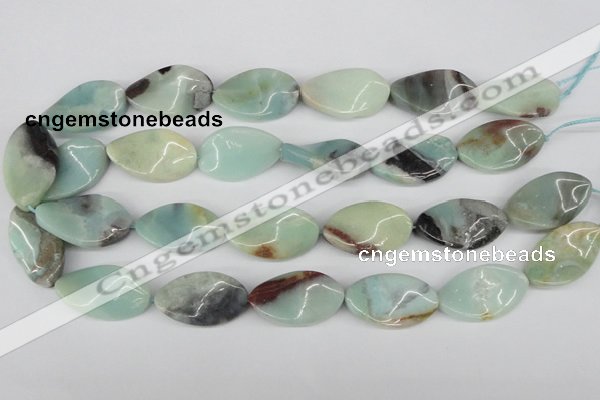 CTW91 15.5 inches 18*30mm twisted oval amazonite gemstone beads