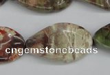 CTW93 15.5 inches 18*30mm twisted oval rainforest agate gemstone beads