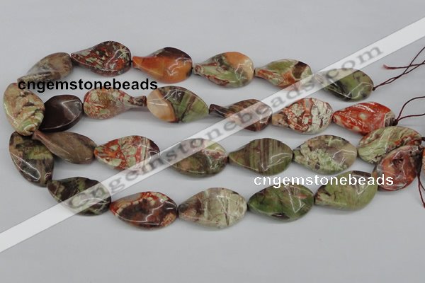 CTW93 15.5 inches 18*30mm twisted oval rainforest agate gemstone beads