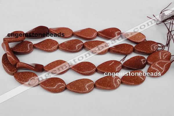 CTW94 15.5 inches 18*30mm twisted oval goldstone gemstone beads