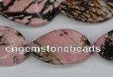 CTW95 15.5 inches 18*30mm twisted oval rhodonite gemstone beads