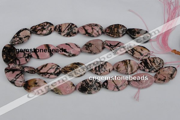 CTW95 15.5 inches 18*30mm twisted oval rhodonite gemstone beads