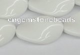 CTW99 15.5 inches 18*30mm twisted oval white agate gemstone beads