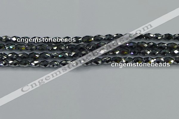 CTZ647 15.5 inches 6*9mm faceted rice terahertz beads wholesale