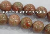 CUG105 15.5 inches 14mm round Chinese unakite beads wholesale