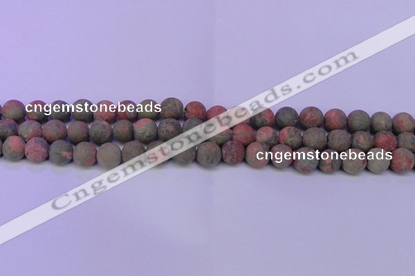 CUG180 15.5 inches 4mm round matte unakite gemstone beads