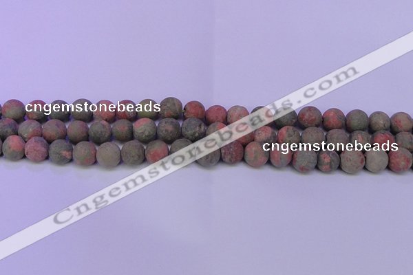 CUG182 15.5 inches 8mm round matte unakite gemstone beads