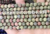 CUG191 15.5 inches 6mm round matte unakite beads wholesale