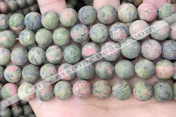 CUG193 15.5 inches 10mm round matte unakite beads wholesale