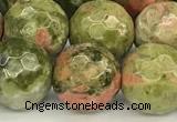 CUG197 15 inches 10mm faceted round unakite beads wholesale