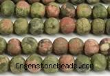 CUG205 15 inches 4mm round matte unakite beads