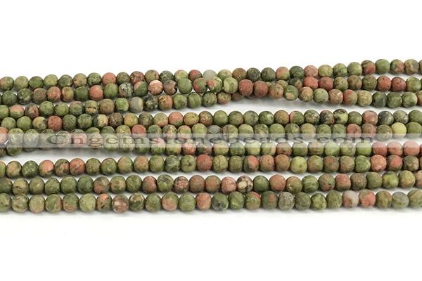 CUG205 15 inches 4mm round matte unakite beads