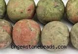 CUG208 15 inches 10mm round matte unakite beads