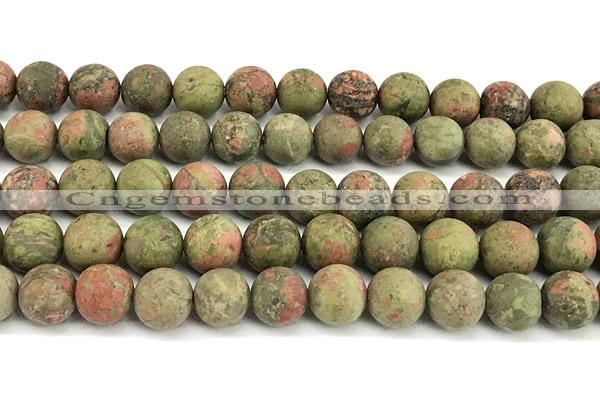 CUG208 15 inches 10mm round matte unakite beads