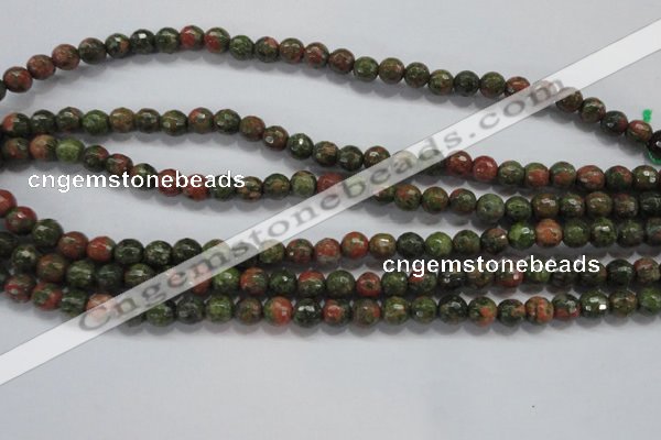 CUG300 15.5 inches 4mm faceted round unakite gemstone beads
