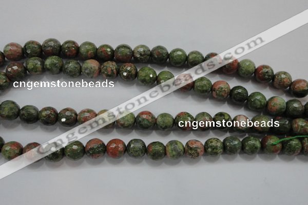 CUG302 15.5 inches 8mm faceted round unakite gemstone beads