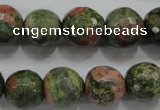 CUG303 15.5 inches 10mm faceted round unakite gemstone beads