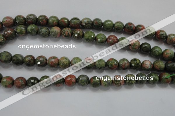 CUG303 15.5 inches 10mm faceted round unakite gemstone beads