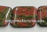 CUG51 16 inches 30*30mm square natural unakite gemstone beads wholesale