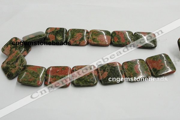 CUG51 16 inches 30*30mm square natural unakite gemstone beads wholesale