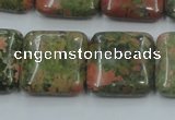 CUG60 16 inches 20*20mm square natural unakite gemstone beads wholesale