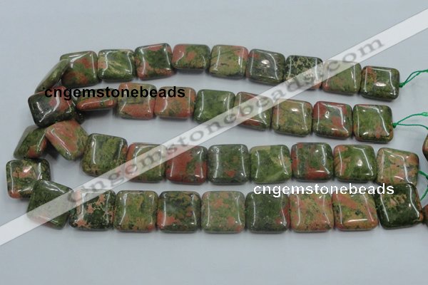 CUG60 16 inches 20*20mm square natural unakite gemstone beads wholesale