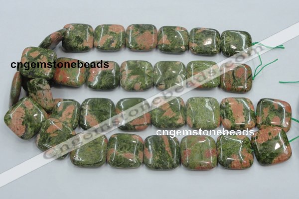 CUG61 16 inches 25*25mm square natural unakite gemstone beads wholesale