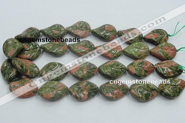 CUG64 16 inches 22*30mm twisted leaf natural unakite beads wholesale