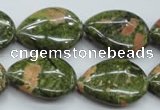 CUG70 15.5 inches 18*25mm flat teardrop unakite gemstone beads