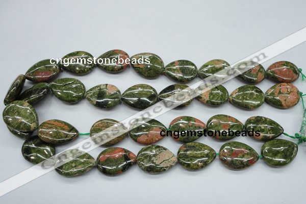 CUG70 15.5 inches 18*25mm flat teardrop unakite gemstone beads