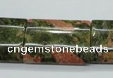 CUG72 15.5 inches 22*30mm flat tube unakite gemstone beads