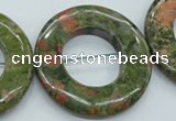 CUG77 15.5 inches 40mm donut unakite gemstone beads wholesale