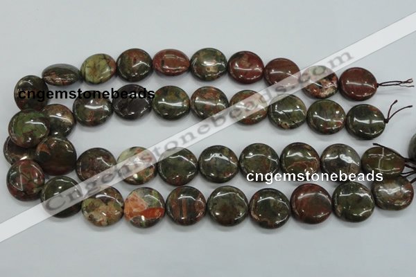 CUJ01 15.5 inches 20mm flat round autumn jasper gemstone beads