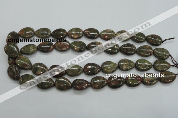 CUJ04 15.5 inches 15*20mm flat teardrop autumn jasper gemstone beads