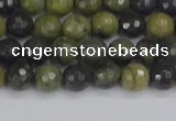 CUJ100 15.5 inches 4mm faceted round African green autumn jasper beads