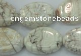 CWB01 15.5 inches 18*25mm carved oval natural white howlite gemstone beads