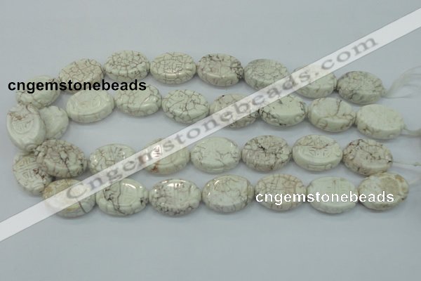 CWB01 15.5 inches 18*25mm carved oval natural white howlite gemstone beads