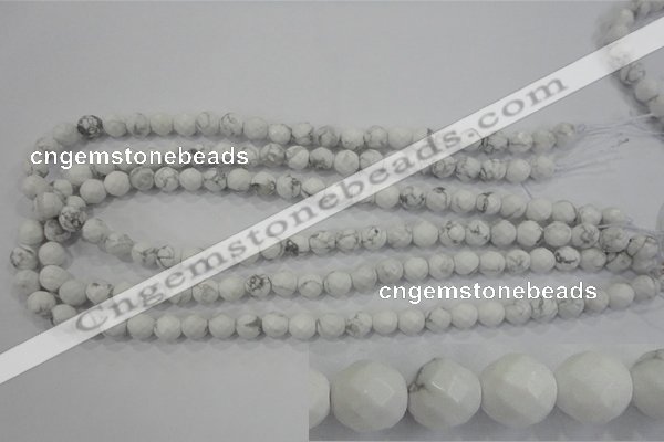 CWB212 15.5 inches 8mm faceted round natural white howlite beads