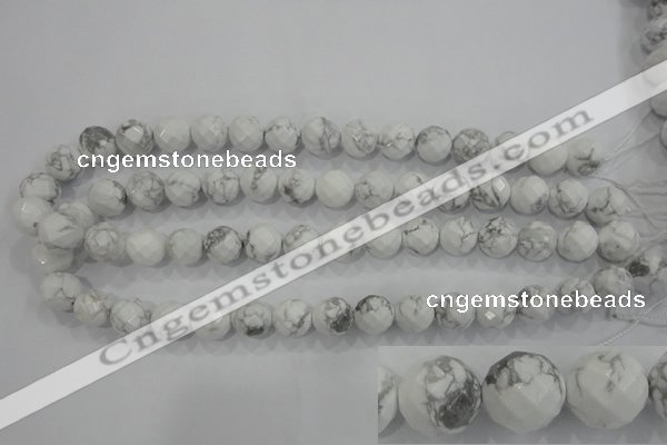 CWB214 15.5 inches 12mm faceted round natural white howlite beads