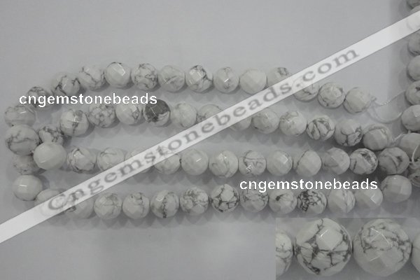 CWB215 15.5 inches 14mm faceted round natural white howlite beads